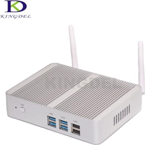 Kingdel Fanless Desktop Computer Mini PC with N3150 Dual Lan Dual HDMI Free WiFi Barebone 8GB RAM 256GB SSD 1TB HDD