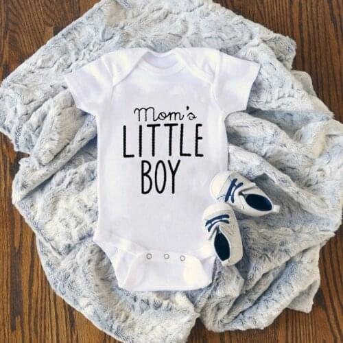 Moms Little Boy Baby Bodysuit Tee Shirt Newborn Baby Cute Bodysuits Toddler Boys Playsuit Short Sleeve Mom Gift for Children