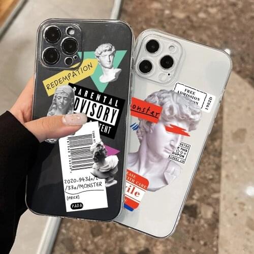 David Label Trend Soft Silicone Phone Case For iphone 11 13 12 Pro Max 12 mini X XR XSMAX 6 6s 7 8 Plus Transparent HD Cover Box