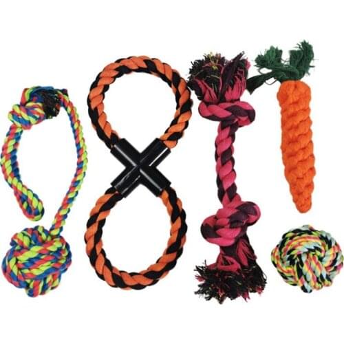 Pet Dogs Toy Cotton Rope Chew Knot Dog Toy Set Pet Dog Puppy Durable Braided Bone Rope Molar Bite Accessories Pet Supplies