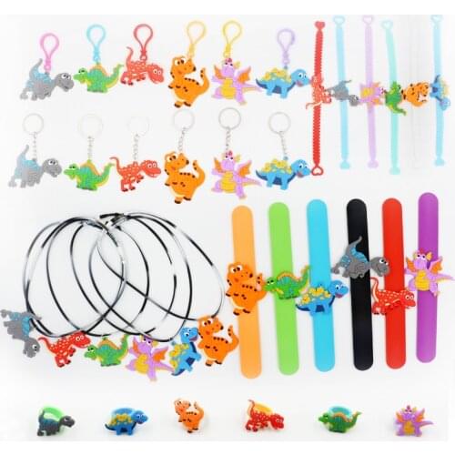 Dinosaur Party Favors Dinosaur Keychain Bracelets Rings Dinosaur Birthday Party Decorations Kids Gift Baby Shower Party Supplies