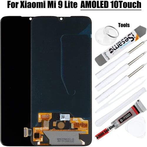 Mi9 M1904F3BG Super AMOLED With Frame Replacement for Xiaomi Mi 9 Lite LCD Display 10Touch Screen Assembly