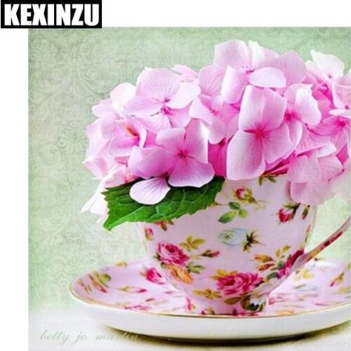 DIY Full Square/Round Diamond embroidery"Cup flower"Cross Stitch Rhinestone Diamond Painting Mosaic Home Decor