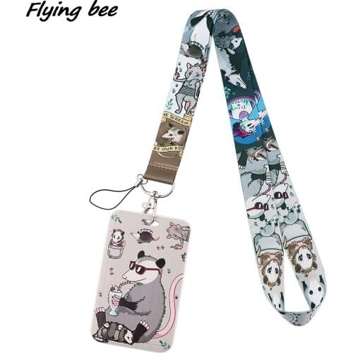 Flyingbee X1835 Cute Screaming Rat Card Holder ID Holder Bus Card Holder Staff Card Hang Rope Lariat Lanyard For Friend Child