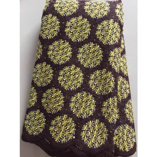 2021 Hot Sale African Swiss Voile Lace New African Cotton Material Swiss Voile Lace High Quality For Women Dress ELL3313 coffee