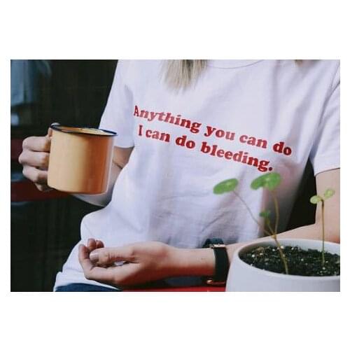 Hipster Aesthetic Anything you can do I can do bleeding T-Shirt Short Sleeve Slogan Grunge Tops Stylish Vintage Tee Camisetas