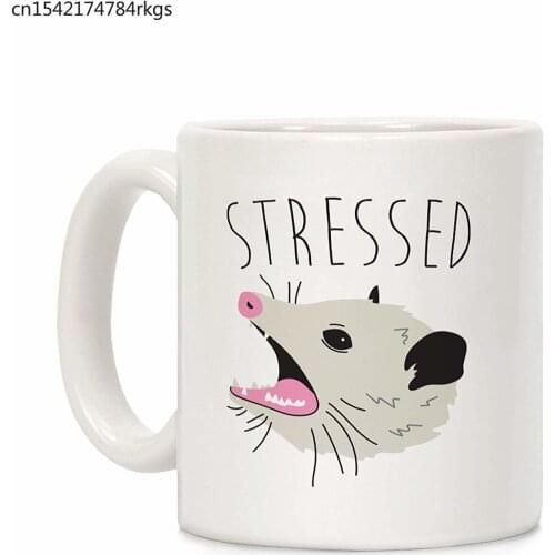 Stressed Opossum White 11 Ounce Ceramic Coffee Mug