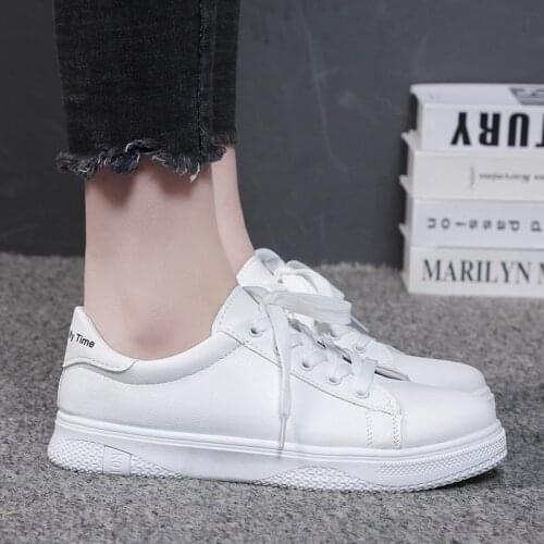 Fashion Women Shoes White Pu Leather Women Chunky Sneakers White Shoes Lace Up Platform Women Casual Shoes Comfort Breathable