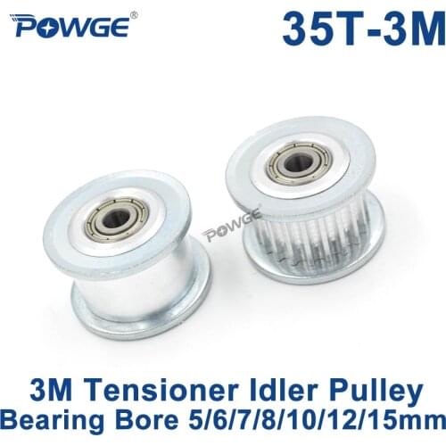 POWGE 35 Teeth 3M Idler Pulley Tensioner Wheel Bore 5/6/7/8/10/12/15mm with Bearing Guide 3M synchronous Gear HTD3M 35teeth 35T