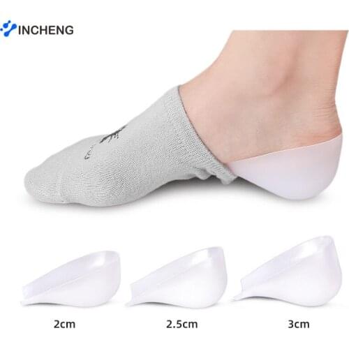 Unisex Invisible Height Increase Silicone Socks Gel Heel Pads Heel Cushion Soles Insole Foot Massage Orthopedic Arch Support