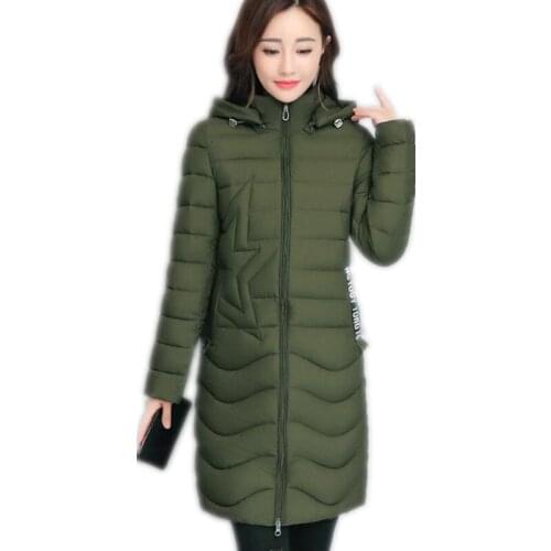 Top 2018 New Winter Women Down Jacket Female Hooded Slim Winter Coats Plus Size 4XL Medium-Long Cotton-Padded Winter Jacket Q843