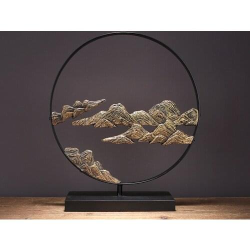 NEW CHINESE METAL ROUND ROCKERY ZEN ORNAMENTS HOME LIVING ROOM DESK SCULPTURE DECORATION OFFICE FENGSHUI FURNISHING CRAFTS DECOR