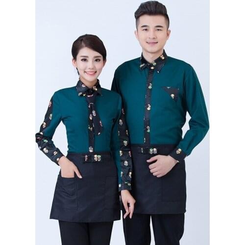 Hotel Overalls Restaurants Tea House Waitress Uniform Hot Pot Shops Catering Long Sleeves High Quality Waiter Work Clothes H2339