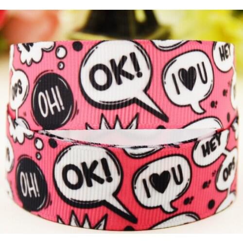 22mm 25mm 38mm 75mm Q & A cartoon printed Grosgrain Ribbon party decoration 10 Yards X-04476