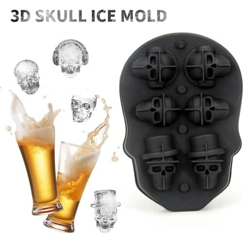 Silicone Ice Tray 3D Skull Shaped Mold For Whiskey Cocktail Stackable Flexible Silicone DIY Creative Tray Mold Home Bar Party