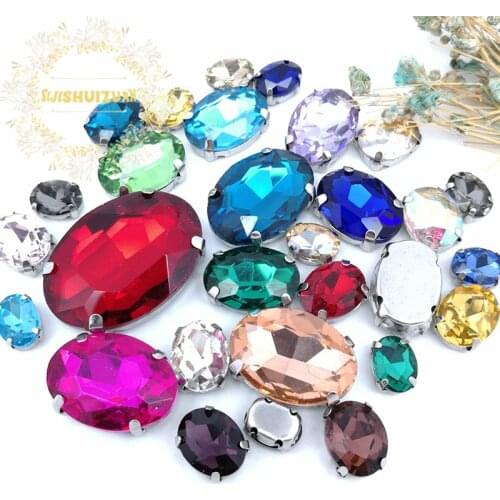 MIX oval size 21 different colors Glass Sewing Super quality glass crystal flatback rhinestones, diy/Clothing 30pcs 8Size