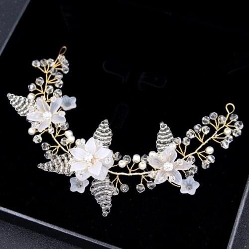 Handmade wedding headdress Korean bride exquisite pearl flower piece headband hair accessories wedding dress accessories