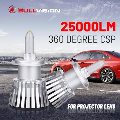 Bullvision H11 LED Headlight 25000LM High Bright H7 9005 9006 HB3 HB4 H8 H9 6000K 360 Degree CSP Chips Bulb For Projector Lenses