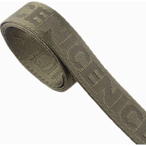 3Yards Heavy Weight Webbing Green Letter Polyester Webbing Fabric Handbag Handles Belt 1" Cotton Webbing For Dog Collar Purse
