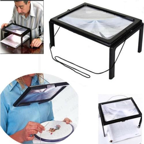 Large A4 Page Hands Free 3x Magnifying Glass With Light LED Magnifier Reading