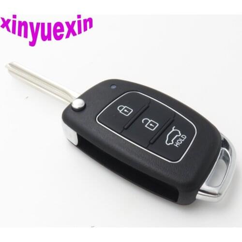 Xinyuexin Flip Remote Car Key Shell FOB Case For Hyundai HB20 Santa FE IX35 IX45 Accent I40 3 Buttons Replacement Case FOB Shell