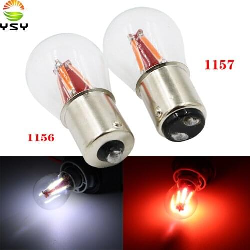 YSY 20X 1156 BA15S P21W 1157 BAY15D Auto Car LED COB Filament Reverse Light Parking Tail Blub White Red DC12V/24V