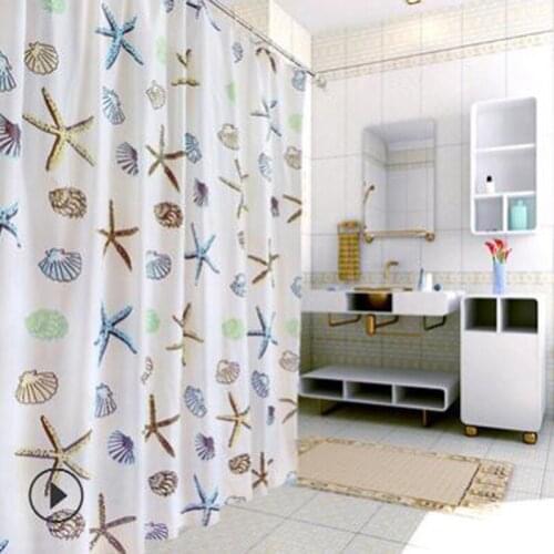 Hot Sale New Modern Shower Curtain Starfish Partition Fresh Seaside Style Colorful Waterproof Mildew PEVA Curtain For Bathroom