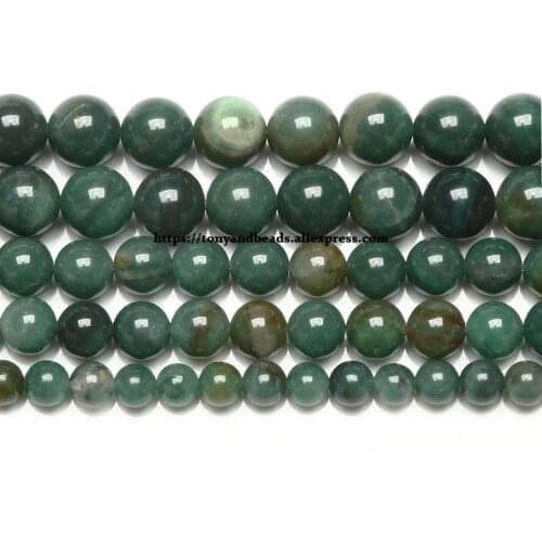 Natural Africa Green Jades Round Loose Beads 4 6 8 10 12MM Pick Size For Jewelry Making