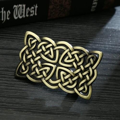 Western cowboy belt buckle knot retro pattern green tube zinc alloy belt buckle unisex casual wild smooth buckle