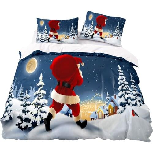 Santa Claus In The Winter Forest Pattern Duvet Cover Set With Pillowcase, 200x200 Quilt Cover, 245×210 Blanket Cover,Bedding Set