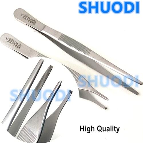 1 piece Dental Surgical Implant Thumb Dressing Tweezer Dental Adson Kocher Tweezers Implant Surgical Tools Stainless Steel