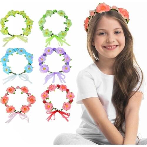 1pc Artificial Flower Wreath Bride Wedding Hair Accessories Bridesmaid Flower Headband Floral Headpieces Women Girls Garland