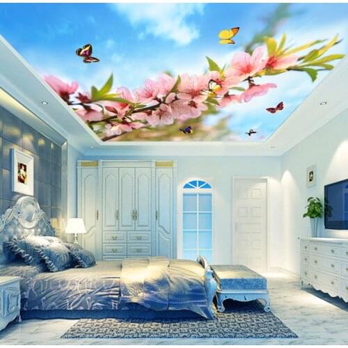 3d Flower Mural Butterfly Cloud 3d Ceiling Wallpaper Murals for Walls Bedroom 3d Wall Ceiling Mural 3d Flower Wall paper Sticker