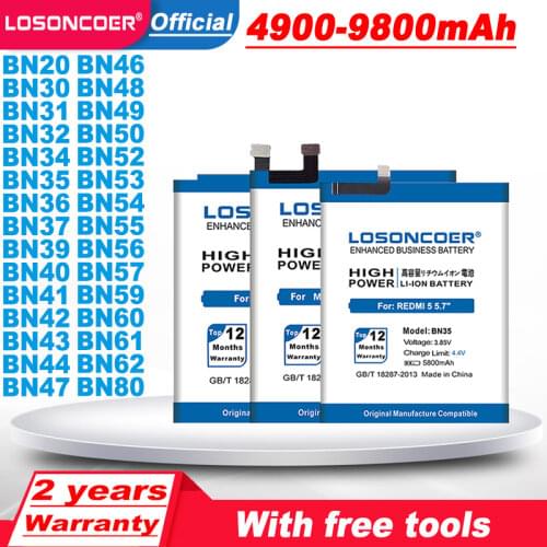 LOSONCOER BN30 5000mAh Battery For Xiaomi Redmi 4A Redrice 4A Hongmi 4A Mobile Phone Battery +Free Tools