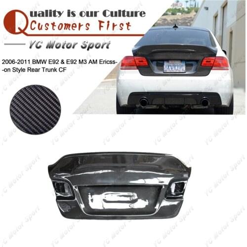 Car Accessories Carbon Fiber AM Ericsson Style Trunk Boot Lid Fit For 2006-2011 E92 & E92 M3 Rear Trunk Bootlid Tailgate