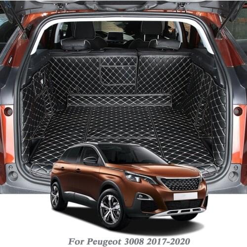Car Styling PU Leather Trunk Mat Rear Liner Cargo For Peugeot 3008 2017-2020 Carpet Tray Protector Pad Auto Internal Accessory