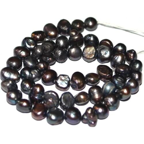 Free Shipping 4-5mm 6-7mm 7-8mm Select by Size! Black Baroque Potato Freeform Natural Freshwater Pearl Beads 15inch