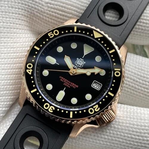 Steeldive Tin Bronze Dive Watch Men 200M Waterproof NH35 Automatic Mechanical Wristwatch 2021