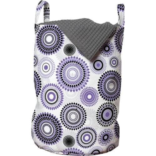 Purple and Black Laundry Basket Scattered Round Big Small Organizer for Clothes Underwear Socks Toys Wash Bag & Home Storage