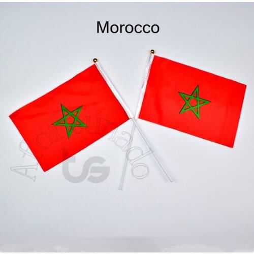 Morocco flag Banner 14*21cm hand waving National flag Home Decoration flag banner