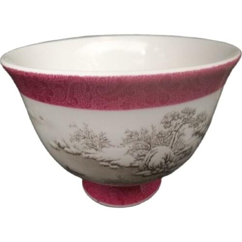 Chinese old porcelain Pastel blue and white porcelain bowl Snow scene bowl