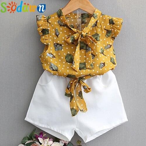 Sodawn Girl Clothing Sets 2020 Summer Baby Girl Cothes Outfits Sleeveless Shirt+Shorts 2Pcs Children Kids Girl Clothes