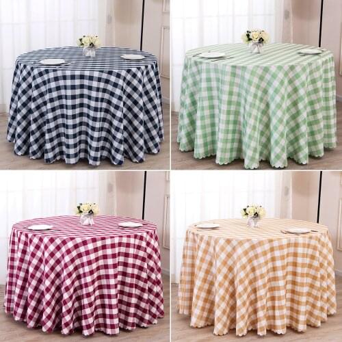 Round Red White Gingham Table Cloth Cover for Outdoor Picnic Barbecue Kitchen Dining Holiday Birthday Party Checkered Tablecloth