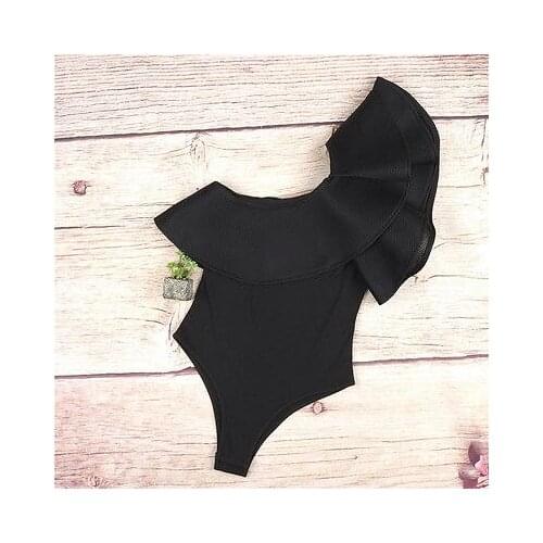 Summer One-Piece Women Sexy Off One Shoulder Ruffled Tops Romper Jumpsuit Swimwear Swimsuit BathingSuit Beachwear Suits
