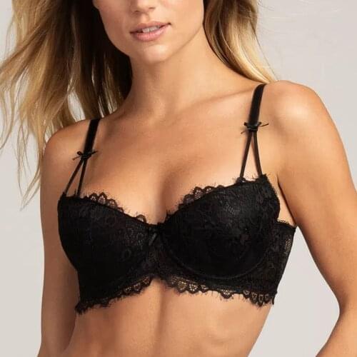 MiaoErSiDai Sexy Womens Bra Full Lace Big Size Lace Bra for Women Lingerie Push Up Brassiere Girl Deep V Bralette 30-34 B-DD