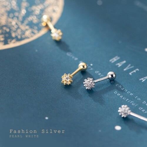 Cute 100% Real. 925 Sterling Silver Fine Jewelry dandelion Crystal & Lucky Ball Piercing thread Screw Earrings C-G3813