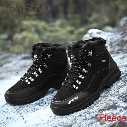 New Style Outdoor High-Top Men Hiking Shoes, Elastic Sole Fleece Lining Breathable Skin-Friendly Soft Fashionable Casual Shoes