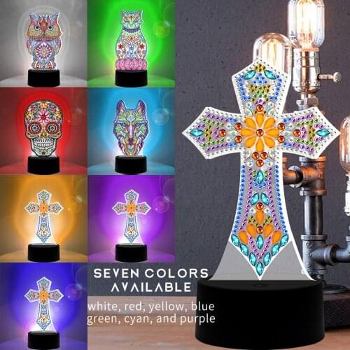5D DIY Special Shaped Diamond Painting LED Night Light Cross Stitch Diamond Embroidery Mosaic Home Decoration Lamp Modeling Lamp