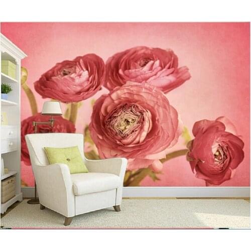 Custom 3 d flower wall murals wallpaper, red flowers murals for the bedroom TV wall waterproof vinyl papel DE parede