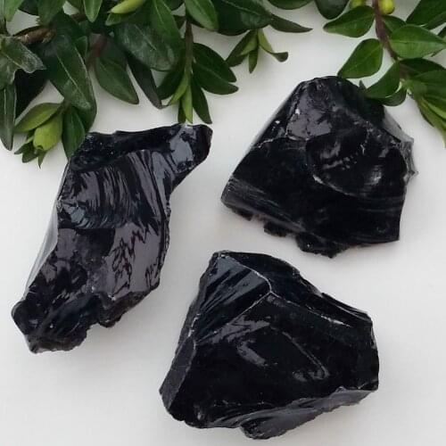 Natural Obsidian Rough Stone Ornaments Rough Obsidian Ore Wool Carving Material Healing Crystal Stone